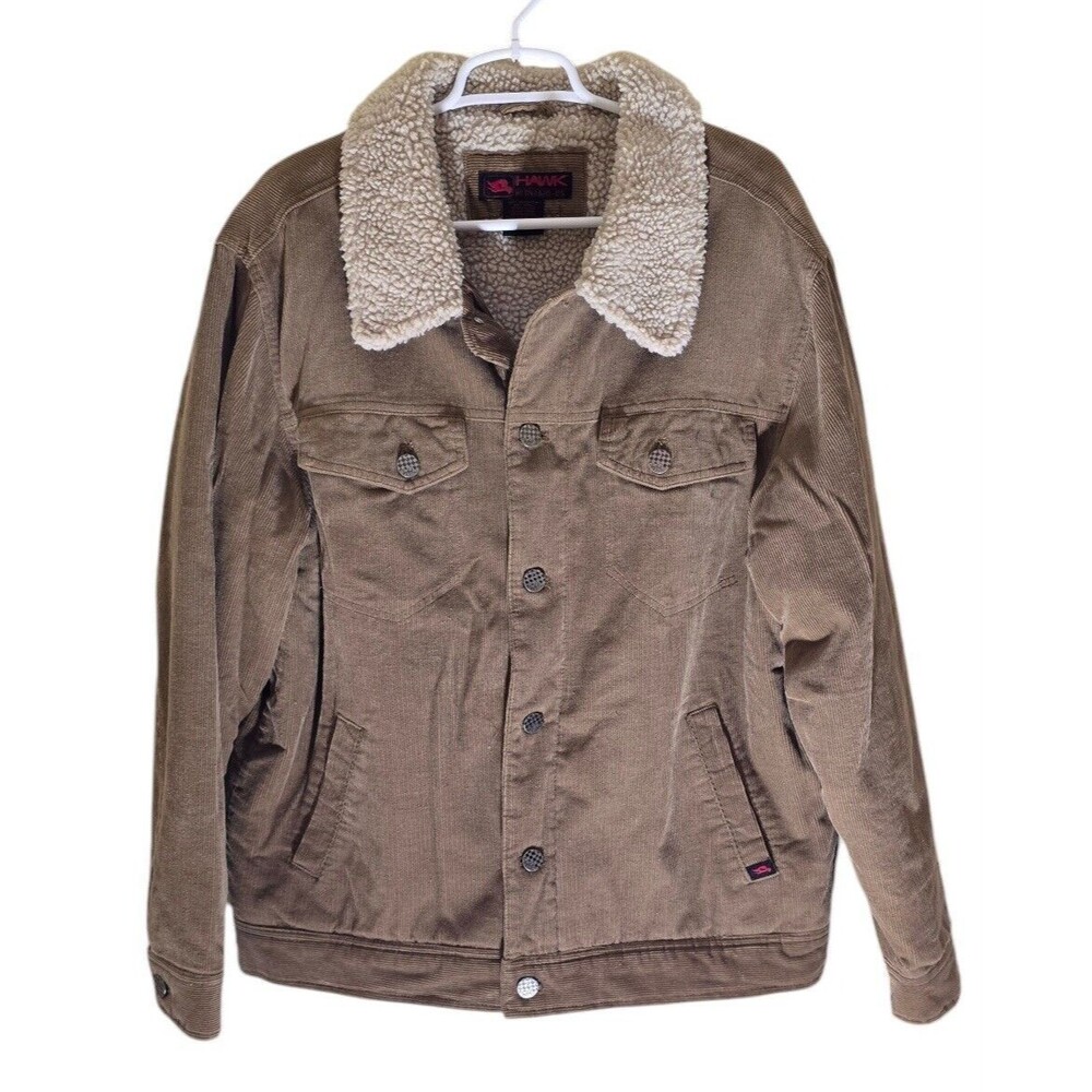 Tony Hawk Corduroy Jacket Sherpa Lined Chore Coat Mens XL Brown